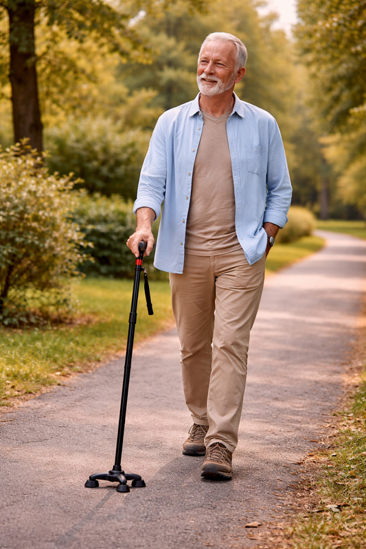 Evelyn | Foldable Walking Cane for Seniors Lightweight Aluminum with Double Armrest and LED Light